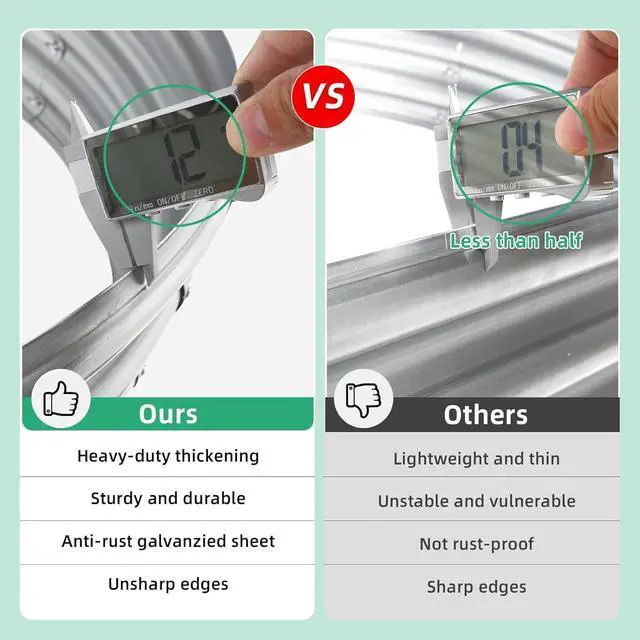 Alt view image 4 of 7 - Galvanized Raised Garden Bed, 4x2x1 FT Thickening Raised Beds for Gardening, Oval Larger Space Planter Box for Outdoor for Herbs, Vegetables, Fruits