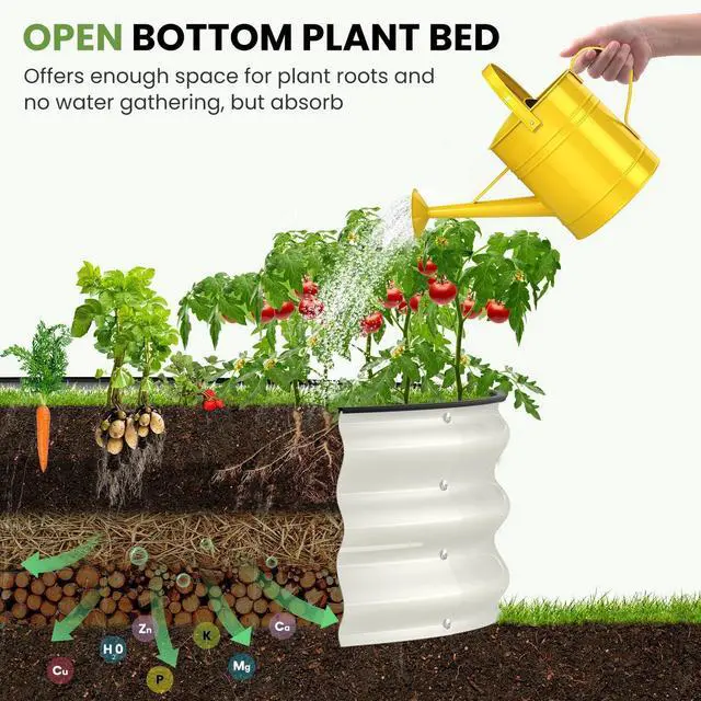 Alt view image 3 of 7 - Galvanized Raised Garden Bed, 8x4x1 FT Oval Metal Planter Box for Outdoor, 12 Raised Beds for Gardening Vegetables Flower Herb(Pearl White)