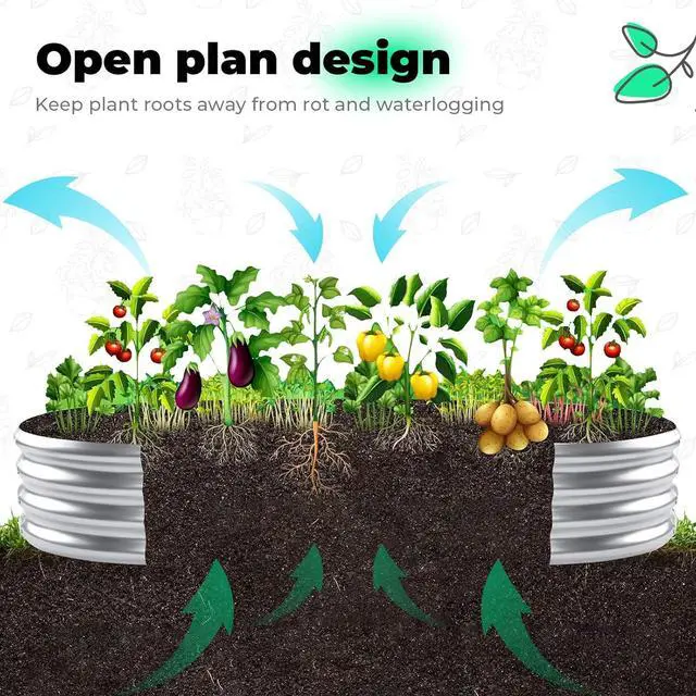 Alt view image 4 of 7 - AHEONLAR Galvanized Raised Garden Bed Kit, Oval Large Metal Planter Box, Sturdy and Durable, Garden Boxes Outdoor Raised for Vegetables, Fruits, Flowers and Herbs, 4x2x1ft (Silver)