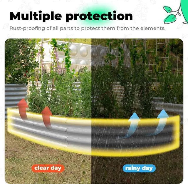 Alt view image 6 of 7 - AHEONLAR Galvanized Raised Garden Bed Kit, Oval Large Metal Planter Box, Sturdy and Durable, Garden Boxes Outdoor Raised for Vegetables, Fruits, Flowers and Herbs, 4x2x1ft (Silver)