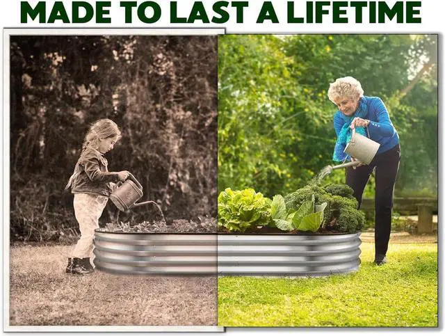 Alt view image 3 of 6 - Galvanized Raised Garden Beds Outdoor // 4×2×1 ft Planter Raised Beds for Gardening, Vegetables, Flowers // Large Metal Garden Box (Silver) // Patented Tool-Free Design