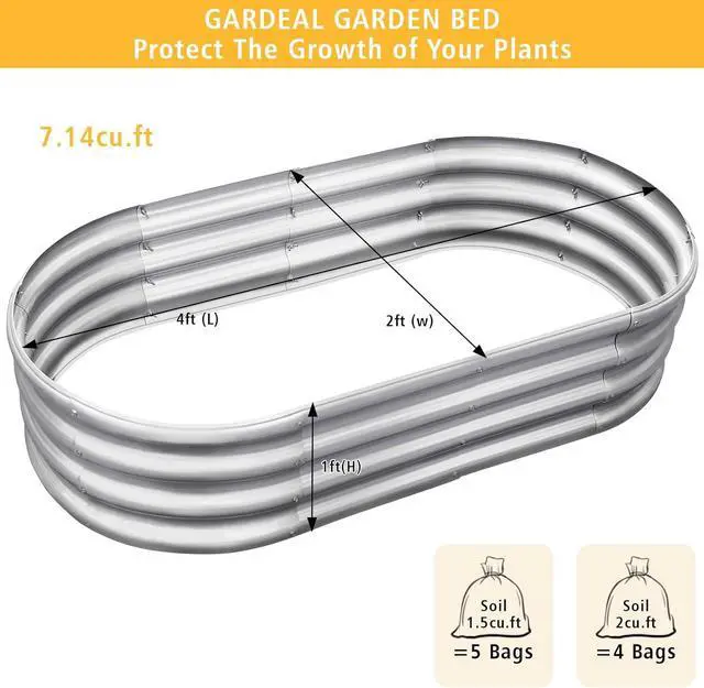 Alt view image 5 of 7 - Garden Galvanized Raised Garden Bed Kit - Metal Planter Boxes for Vegetables/Herbs/Flowers, Heavy-Duty Steel Outdoor Garden Box with Reinforced Edges