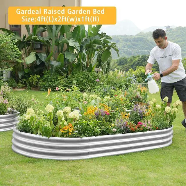 Alt view image 3 of 7 - Garden Galvanized Raised Garden Bed Kit - Metal Planter Boxes for Vegetables/Herbs/Flowers, Heavy-Duty Steel Outdoor Garden Box with Reinforced Edges