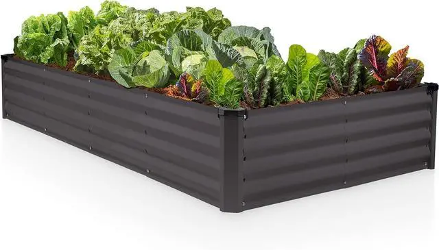 Main image of Galvanized Raised Garden Beds Outdoor // 6×3×1 ft Planter Raised Beds for Gardening, Vegetables, Flowers // Large Metal Garden Box // Patented Tool-Free Design (Dark Gray)