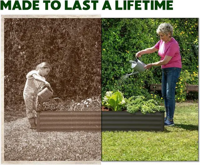 Alt view image 3 of 6 - Galvanized Raised Garden Beds Outdoor // 6×3×1 ft Planter Raised Beds for Gardening, Vegetables, Flowers // Large Metal Garden Box // Patented Tool-Free Design (Dark Gray)