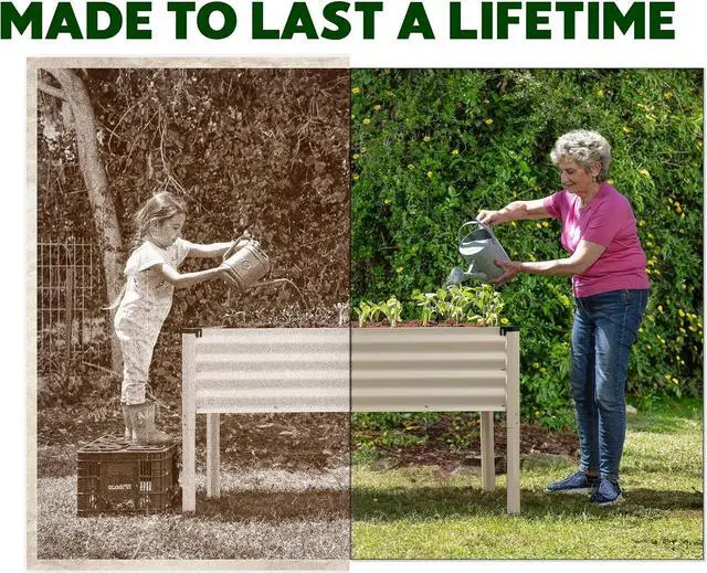 Alt view image 2 of 6 - Galvanized Raised Garden Beds Outdoor with Legs // 48×24×31in Elevated Planter Box for Vegetables, Flowers (White) // Large Metal Garden Bed for Backyard Patio Gardening