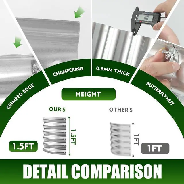 Alt view image 4 of 6 - 17" Tall Elevated Oval Metal Raised Garden Bed - 4ft x 2ft in Size and 0.8MM Thick Durable Planter Bed/Box for Vegetables Flowers Succulent at Patio/Garden Outdoor (Silver, 4X2X1.4 FT)