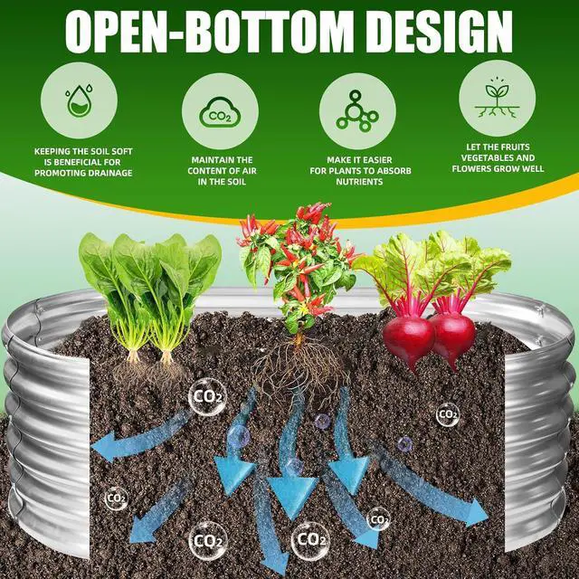 Alt view image 6 of 6 - 17" Tall Elevated Oval Metal Raised Garden Bed - 4ft x 2ft in Size and 0.8MM Thick Durable Planter Bed/Box for Vegetables Flowers Succulent at Patio/Garden Outdoor (Silver, 4X2X1.4 FT)