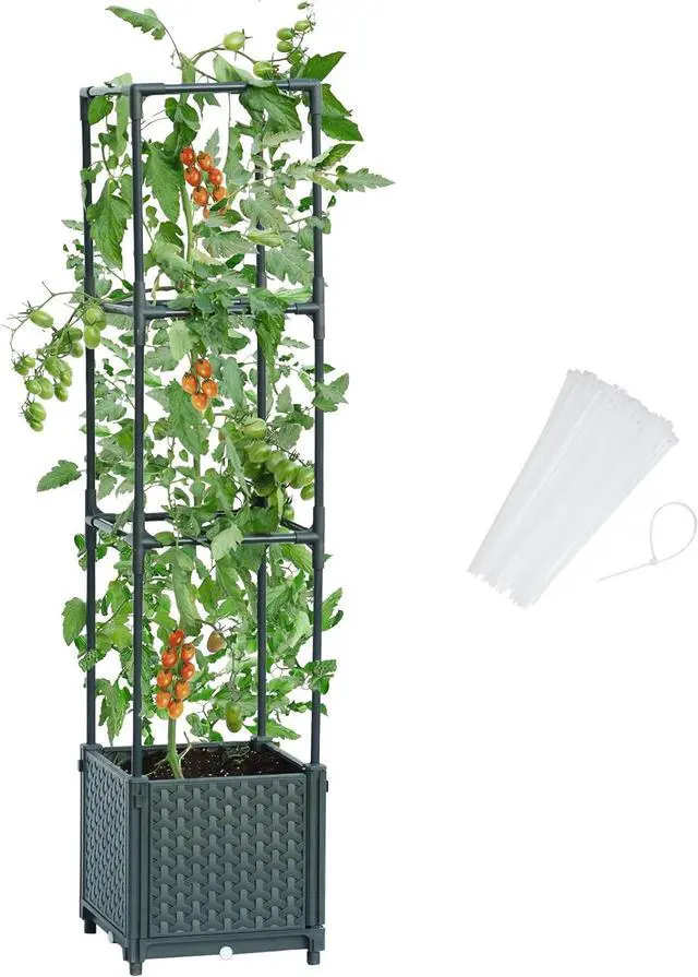 Main image of LINEX Raised Garden Bed Planter Box with Trellis, 41.3 Tomato Planters for Climbing Plants Vegetable Vine Flowers Outdoor Patio, Tomatoes Cage w/Self-Watering