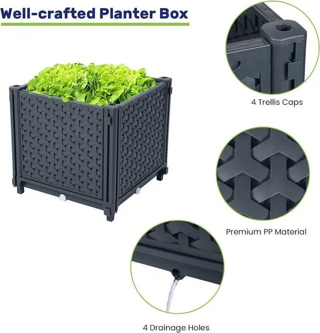 Alt view image 3 of 6 - LINEX Raised Garden Bed Planter Box with Trellis, 41.3 Tomato Planters for Climbing Plants Vegetable Vine Flowers Outdoor Patio, Tomatoes Cage w/Self-Watering