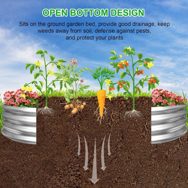 Alt view image 2 of 6 - 2 Pack Galvanized Raised Garden Bed 8×4×1FT Large Oval Steel Planter Box for Vegetables, Flowers & Herbs