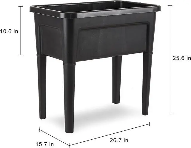 Alt view image 3 of 6 - 4 Pcs Plastic Raised Garden Beds with Legs16 Gallon Outdoor Elevated Garden Planter BoxPerfect for Flowers, Vegetables, and Herbs