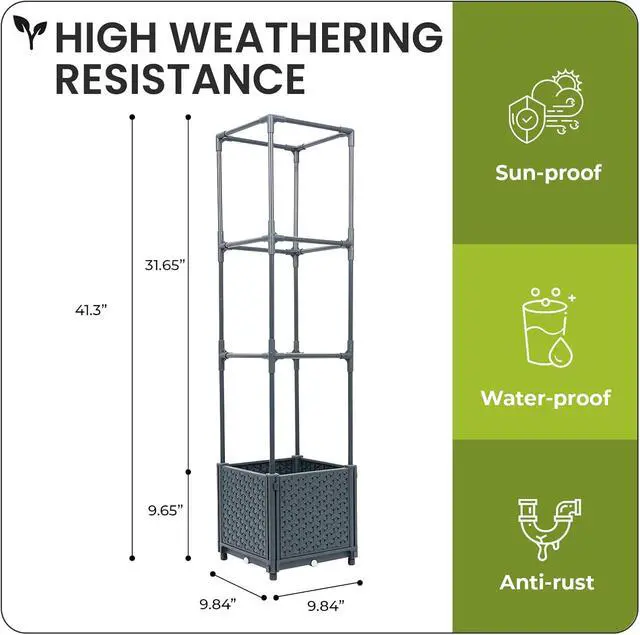 Alt view image 4 of 6 - Tomato Planter with Trellis Cage Raised Garden Bed Planters Boxes with Tomato Plant Cages Support Self Watering Pots for Climbing Flowers Vegetable Vine Vegetables Patio Greenhouse Indoor Outdoor