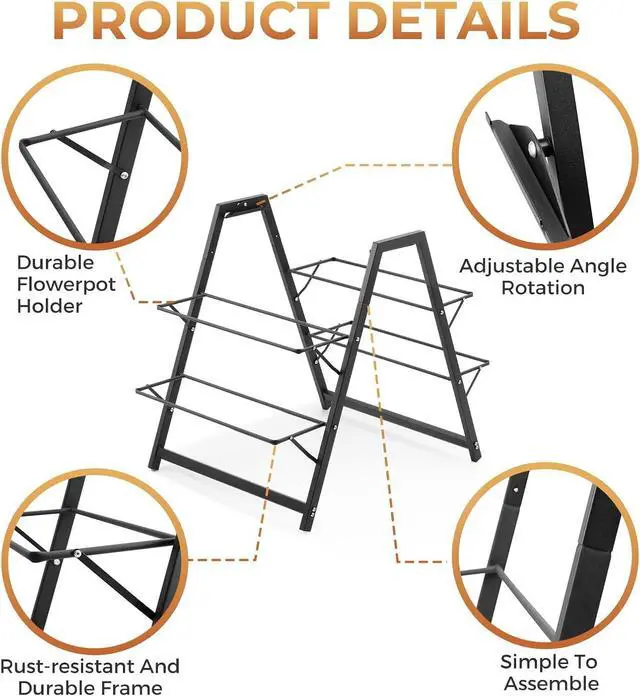 Alt view image 3 of 7 - Raised Garden Planter Bed, Tiered Planter Stand with 5 Boxes (Brown), 26" Long*36.5" Wide*31" Tall, Good for Herbs, Flowers, or Vegetables in Patio Balcony Indoor Outdoor