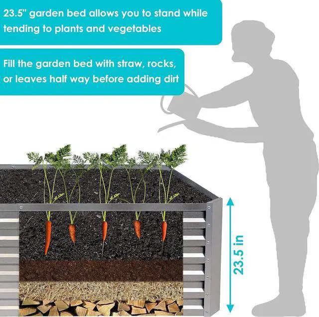 Alt view image 3 of 7 - Sunnydaze 71-Inch Rectangular Raised Garden Bed - Galvalume Steel Vegetable Flower Bed Planter Kit - Silver