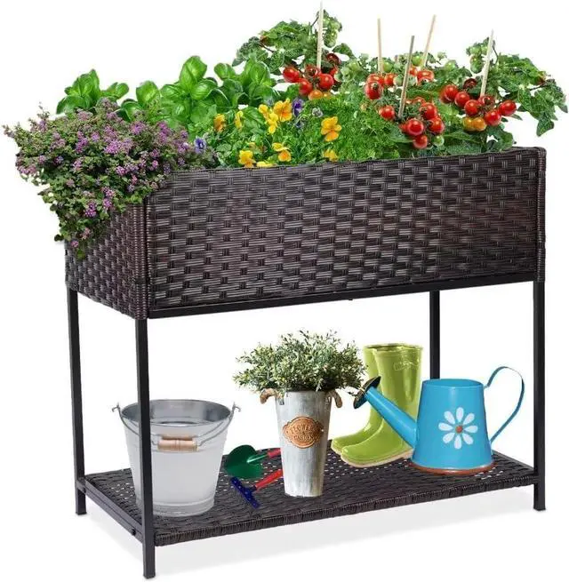 Main image of WONDER GARDEN Raised Garden Bed-Planter Box - Elevated Raised Garden Beds Outdoor with Legs & Storage Shelf for Vegetables Flower Herb Backyard Patio