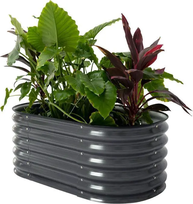 Main image of Vego garden 17" Tall Kids First Garden Bed 42" x 24" Raised Planter Box Outdoor Metal Galvanized Gardening Bed for Vegetables Herb & Flower, Modern Gray