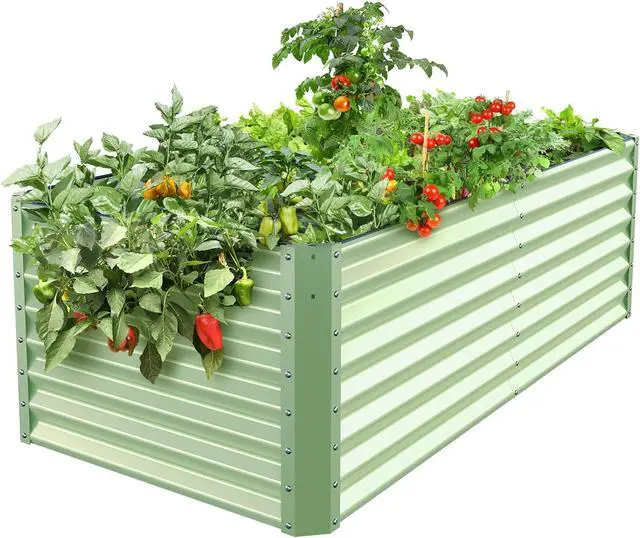 Main image of Galvanized Raised Garden Bed Box 24" Tall Beds for Gardening Planter Outdoor Garden Boxes Raised Metal Beds for Vegetables 72"X36"X24", Sage Green