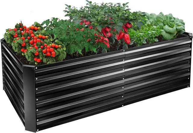 Main image of EDOSTORY Metal Raised Bed Garden Bed Kit, 6x3x2ft Tall Galvanized Planter Raised Garden Boxes Outdoor, Large Metal Raised Garden Beds for Flowers, Vegetables, Herbs
