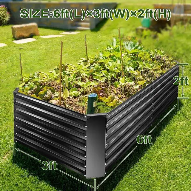 Alt view image 3 of 7 - EDOSTORY Metal Raised Bed Garden Bed Kit, 6x3x2ft Tall Galvanized Planter Raised Garden Boxes Outdoor, Large Metal Raised Garden Beds for Flowers, Vegetables, Herbs