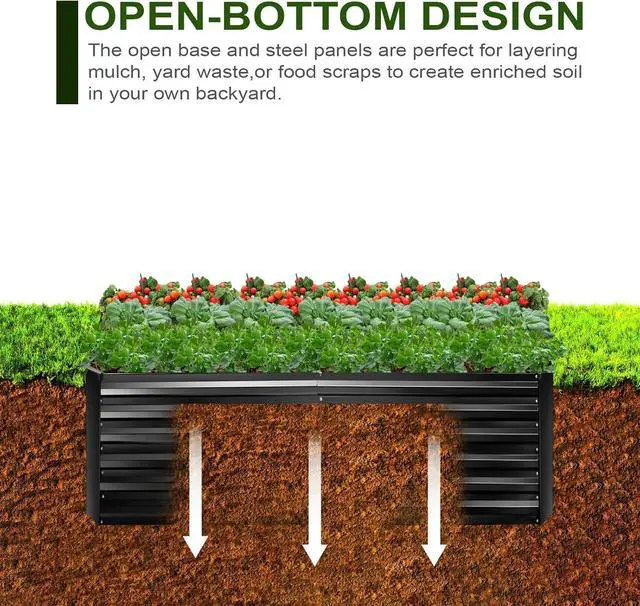Alt view image 5 of 7 - EDOSTORY Metal Raised Bed Garden Bed Kit, 6x3x2ft Tall Galvanized Planter Raised Garden Boxes Outdoor, Large Metal Raised Garden Beds for Flowers, Vegetables, Herbs