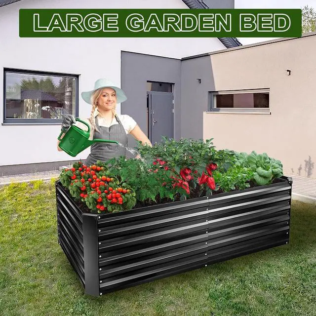 Alt view image 7 of 7 - EDOSTORY Metal Raised Bed Garden Bed Kit, 6x3x2ft Tall Galvanized Planter Raised Garden Boxes Outdoor, Large Metal Raised Garden Beds for Flowers, Vegetables, Herbs