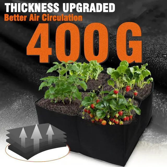 Alt view image 3 of 7 - Gardzen 2 Pack Fabric Raised Garden Beds, 2x2x1 FT  4 Grids Grow Bed for Square Foot Gardening, Planting Box for Vegetables, Herbs, Flowers