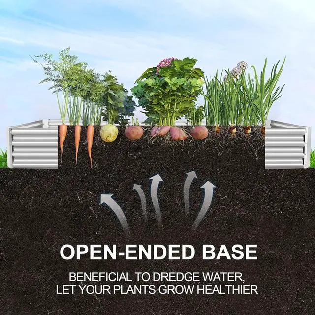 Alt view image 3 of 5 - Land Guard 12×4×1ft Galvanized Raised Garden Bed Kit for Vegetables, Galvanized Super Large Metal Planter Raised Garden Boxes Outdoor(359 Gallon Capacity)