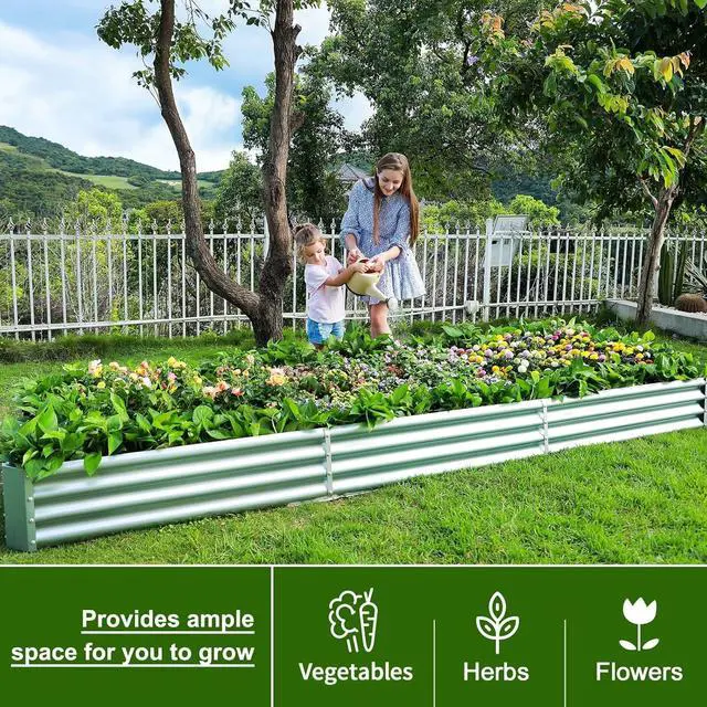 Alt view image 4 of 5 - Land Guard 12×4×1ft Galvanized Raised Garden Bed Kit for Vegetables, Galvanized Super Large Metal Planter Raised Garden Boxes Outdoor(359 Gallon Capacity)