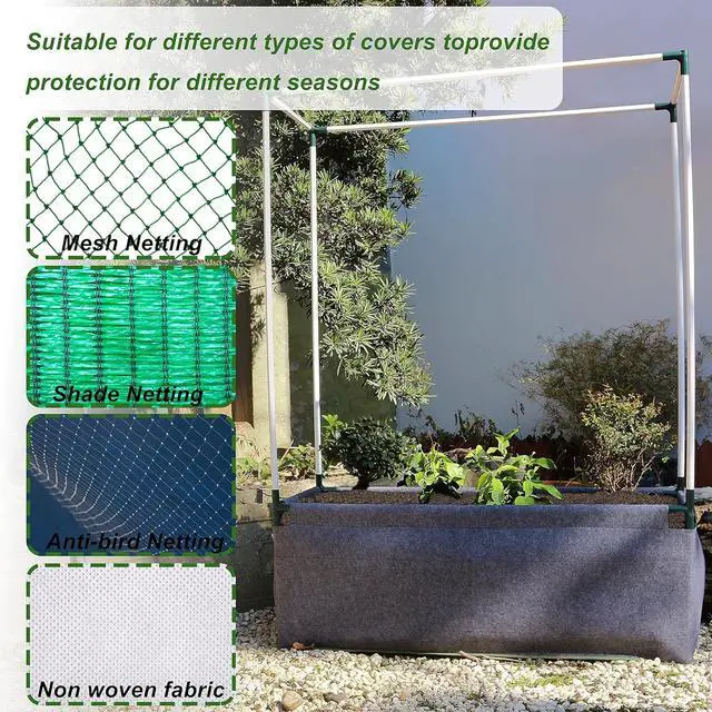 Alt view image 2 of 6 - Gardzen Raised Grow Bed with PVC Frame - 47.2"x23.5"x16.9" Breathable Planter Raised Bed, No-Till Design, Includes Pipes & Connectors, Air-Pruning for Healthier Plants