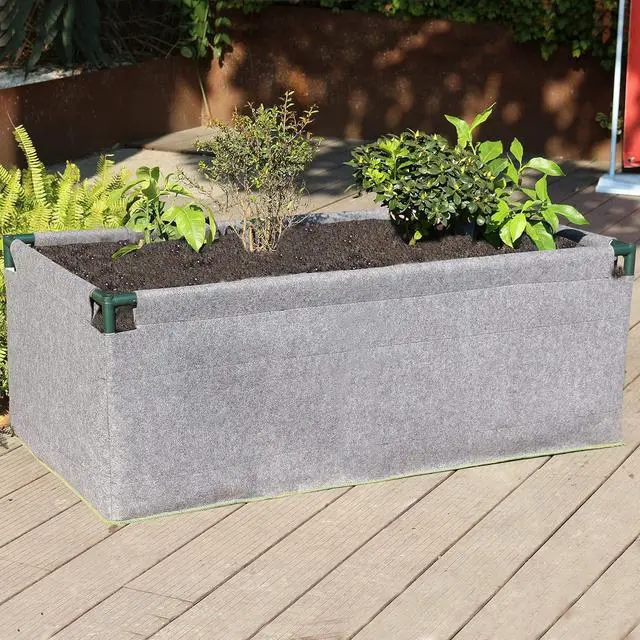 Alt view image 6 of 6 - Gardzen Raised Grow Bed with PVC Frame - 47.2"x23.5"x16.9" Breathable Planter Raised Bed, No-Till Design, Includes Pipes & Connectors, Air-Pruning for Healthier Plants