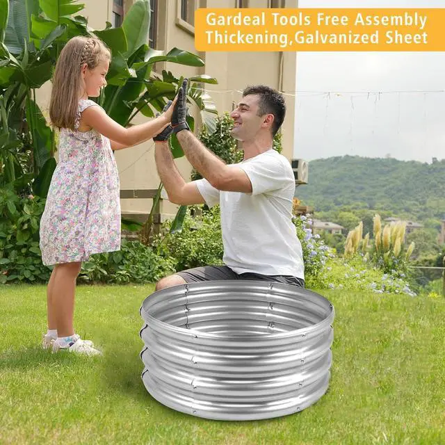 Alt view image 2 of 7 - Garden Galvanized Raised Garden Bed Kit - Metal Planter Boxes for Vegetables/Herbs/Flowers, Heavy-Duty Steel Outdoor Garden Box with Reinforced Edges(2X2X1FT)