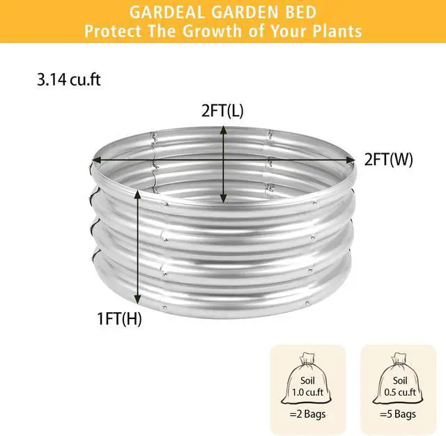 Alt view image 6 of 7 - Garden Galvanized Raised Garden Bed Kit - Metal Planter Boxes for Vegetables/Herbs/Flowers, Heavy-Duty Steel Outdoor Garden Box with Reinforced Edges(2X2X1FT)