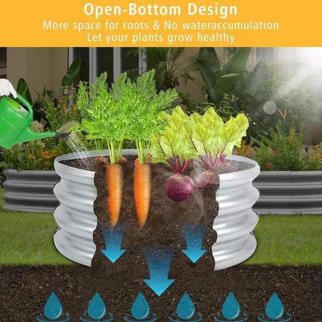 Alt view image 5 of 7 - Garden Galvanized Raised Garden Bed Kit - Metal Planter Boxes for Vegetables/Herbs/Flowers, Heavy-Duty Steel Outdoor Garden Box with Reinforced Edges(2X2X1FT)