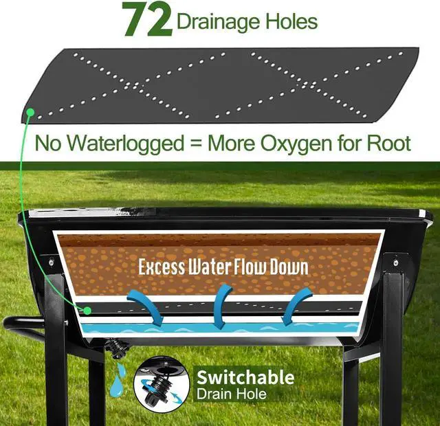 Alt view image 4 of 7 - Aveyas Metal Raised Planter Box on Wheels with Gardening Kit, Elevated, Mobile Garden Bed Cart with Legs -Compatible with Indoor & Outdoor Patio, Backyard Planting of Vegetables, Herbs, Flowers
