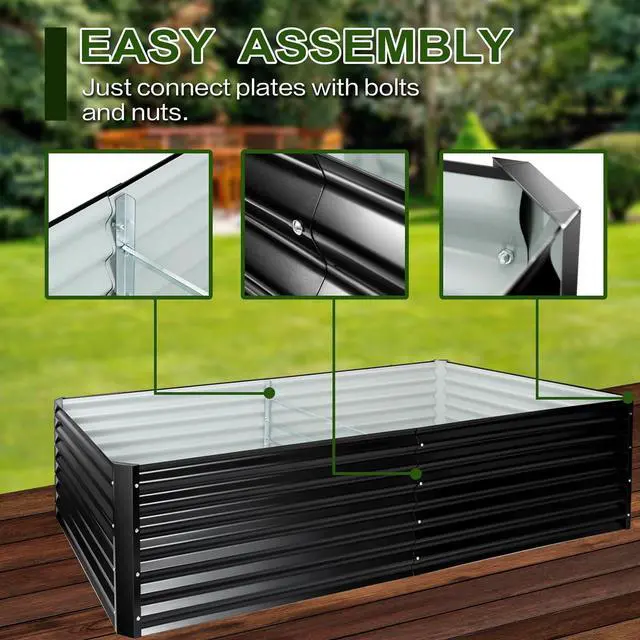 Alt view image 3 of 6 - EDOSTORY Metal Raised Bed Garden Bed Kit, 8x4x2ft Tall Galvanized Planter Raised Garden Boxes Outdoor, Large Metal Raised Garden Beds for Flowers, Vegetables, Herbs