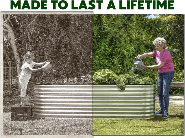 Alt view image 3 of 7 - Galvanized Raised Garden Beds Outdoor // 8×2×2 ft Planter Raised Beds for Gardening, Vegetables, Flowers // Large Metal Garden Box (Silver) // Patented Tool-Free Design