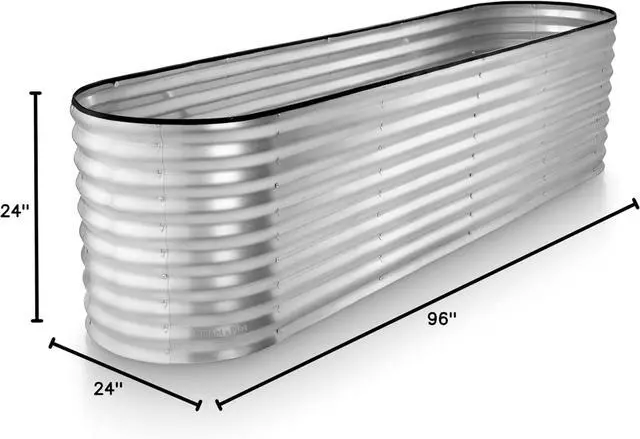 Alt view image 7 of 7 - Galvanized Raised Garden Beds Outdoor // 8×2×2 ft Planter Raised Beds for Gardening, Vegetables, Flowers // Large Metal Garden Box (Silver) // Patented Tool-Free Design