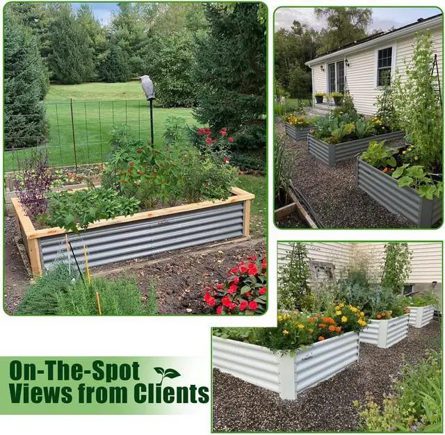Alt view image 3 of 6 - A ANLEOLIFE 8X4X1.5ft Galvanized Raised Garden Bed Kit, Rectangular Large Metal Deep Root Planters for Outdoor Plants Vegetables Flowers Herb, 359 Gallon Capacity- Quartz Grey