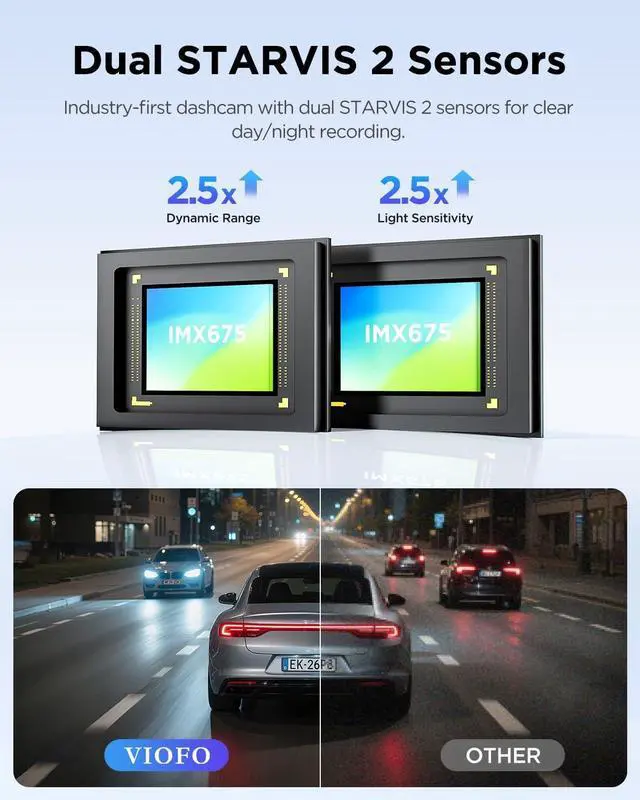 Alt view image 3 of 7 - VIOFO A229 Plus Dash Cam Front and Rear, Dual STARVIS 2 Sensors, 2 Channel HDR, 1440P+1440P Voice Control Car Dash Camera, 5GHz Wi-Fi, Support 512GB Max, Voice Control, Ultra-Precise GPS