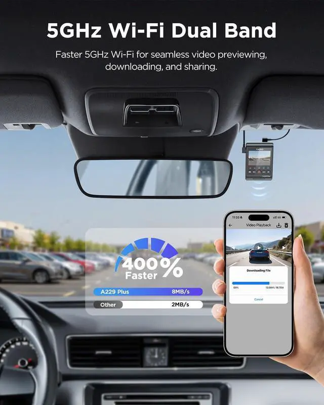 Alt view image 5 of 7 - VIOFO A229 Plus Dash Cam Front and Rear, Dual STARVIS 2 Sensors, 2 Channel HDR, 1440P+1440P Voice Control Car Dash Camera, 5GHz Wi-Fi, Support 512GB Max, Voice Control, Ultra-Precise GPS