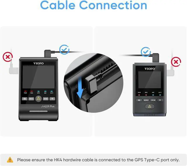 Alt view image 5 of 7 - VIOFO HK4 Acc Hardwire Cable, USB-C Hard Wire Cable for A329 series/A229 series/A119Mini2/A139Pro/WM1/T130 Dash Cam, Low Voltage Protection for Parking Mode (Fuse Tap Not Included)