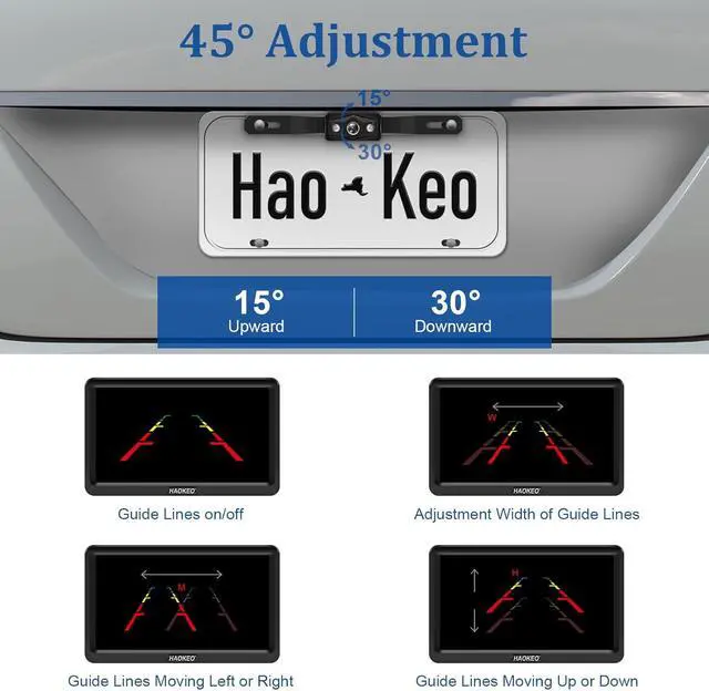 Alt view image 7 of 7 - Backup Camera for Truck 7 Inch HD 2K Front Rear View Monitor kit Auto Color Image Night Vision, IP69 Waterproof DIY Grid Lines for Car/RV/Tractor/Semi-Trailers/Pickup H7