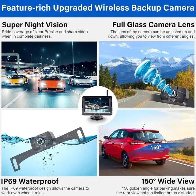 Alt view image 3 of 7 - Wireless Backup Camera Ease Install - Color Image HD 1080P 5 Inch Monitor Digital Signal Stable No-Delay Bluetooth Rear View Camera Auto-Switching Night Vision for Truck/Car/Pickup/SUV/Camper - LK2