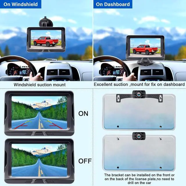 Alt view image 5 of 7 - Wireless Backup Camera Ease Install - Color Image HD 1080P 5 Inch Monitor Digital Signal Stable No-Delay Bluetooth Rear View Camera Auto-Switching Night Vision for Truck/Car/Pickup/SUV/Camper - LK2