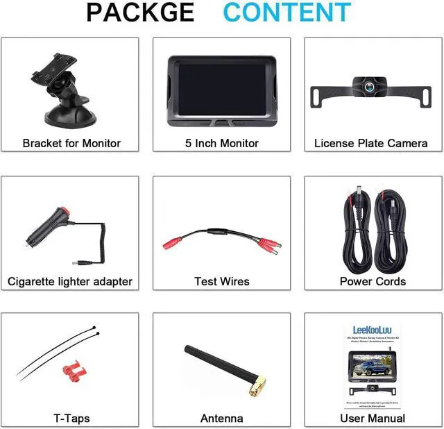 Alt view image 7 of 7 - Wireless Backup Camera Ease Install - Color Image HD 1080P 5 Inch Monitor Digital Signal Stable No-Delay Bluetooth Rear View Camera Auto-Switching Night Vision for Truck/Car/Pickup/SUV/Camper - LK2