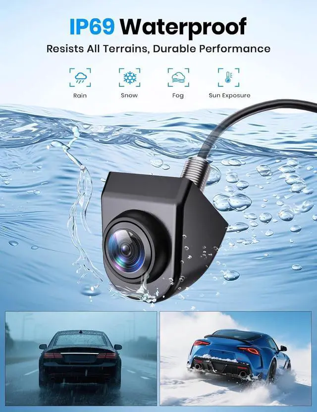 Alt view image 7 of 7 - AUTO-VOX 180° Front/Backup Camera, OEM Mini Style, Screw-Free Easy Install, Side/Rear View Camera, IP69K Waterproof & 0.1Lux Low Light Back Up Camera for SUV/Pickup Truck/RV/Van/Camper/Car