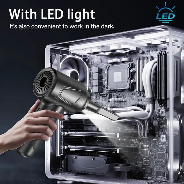 Alt view image 4 of 7 - Compressed air Duster, Electric air DusterKeyboard Cleaner for Office - no Canned air Duster - Reusable - Good Replacement for Compressed Air Can - Cordless Air Duster 7500mAh (GG09)