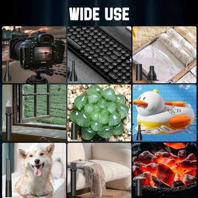 Alt view image 7 of 7 - Compressed air Duster, Electric air DusterKeyboard Cleaner for Office - no Canned air Duster - Reusable - Good Replacement for Compressed Air Can - Cordless Air Duster 7500mAh (GG09)