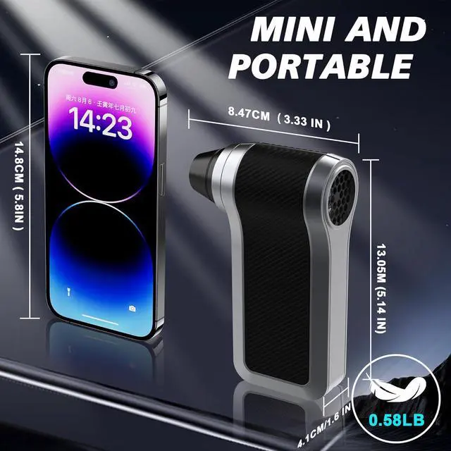 Alt view image 3 of 3 - JUFINX Compressed Air Duster-130000RPM Electric Air Duster-4 in 1 Air Duster with Brushless Motor,3Gear Speeds,3pc Backup Air Nozzles-Compressed for Keyboard,Car Cleaning,PC